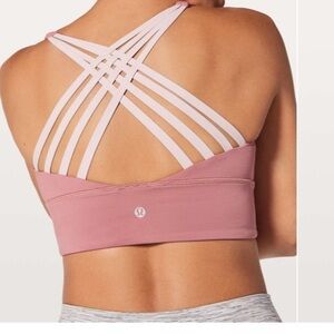 lululemon athletica Strappy Back Sports Bra in Dusty Rose and Pale Pink